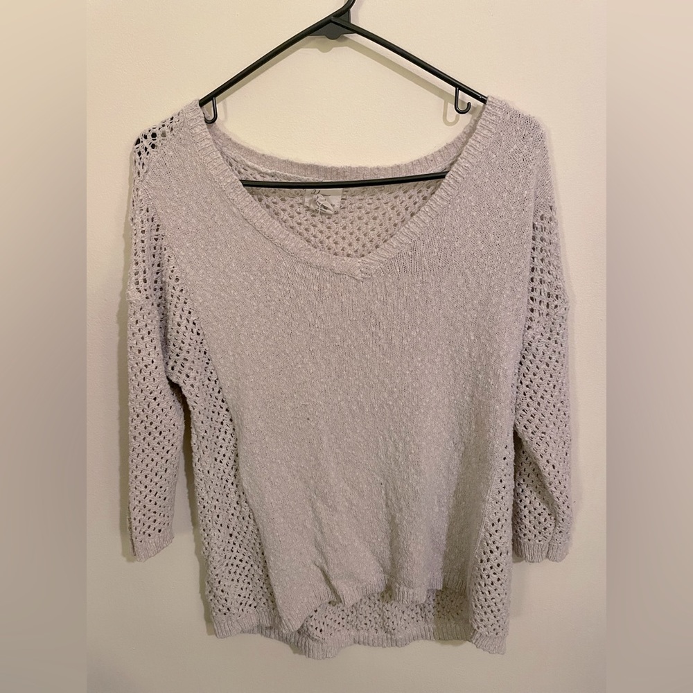 AJ size medium white open crochet sweater